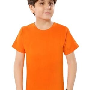 Comfortable Round Neck Cotton Orange T-Shirt