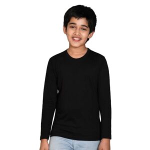 Black Cotton Full Sleeve Solid T-Shirt