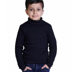 Black Cotton Full Stretchable High Neck T-Shirt