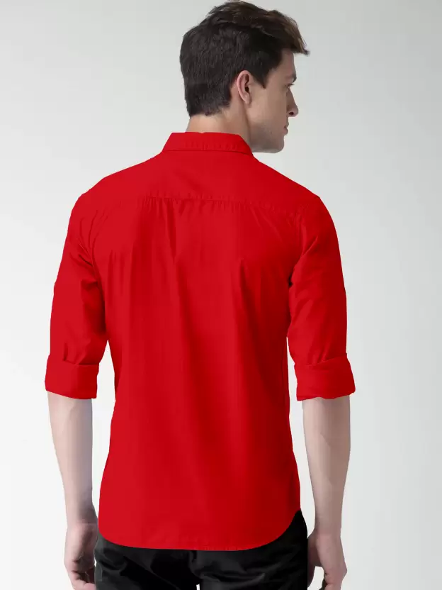 Men Regular Fit Red Collar Formal Shirt - Image 3