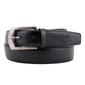 Black Leather Self Textured Men's Formal Belt