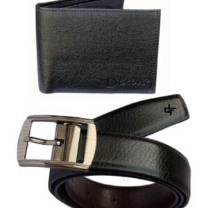 Solrfu Black  Leather Belt with Wallet