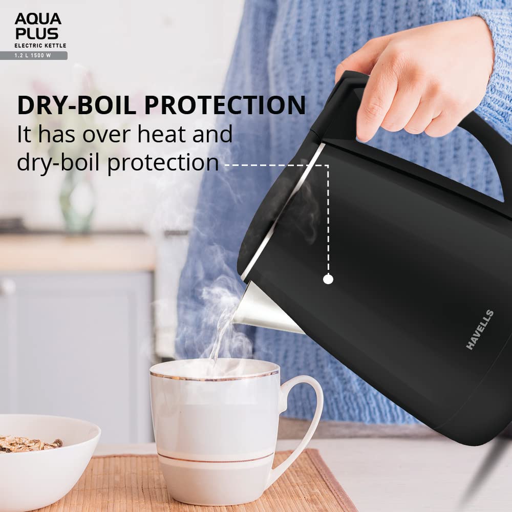 Havells Aqua plus 1500w Electric Kettle??(1.2 L, Black) - Image 3
