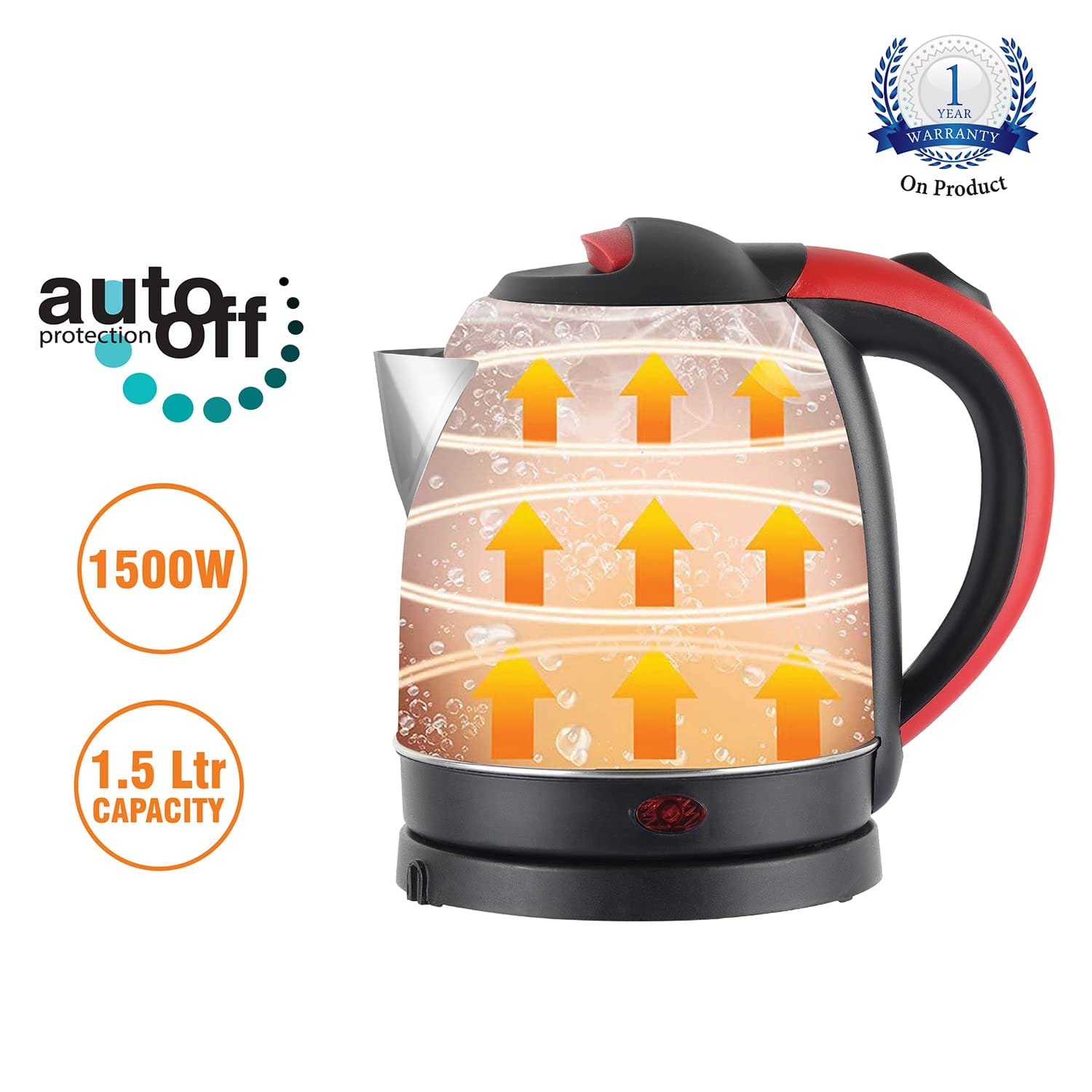 Cello Quick Boil Primo 1.5 Litre Electric Kettle Beverage Maker??(1.5 L, Silver) - Image 2