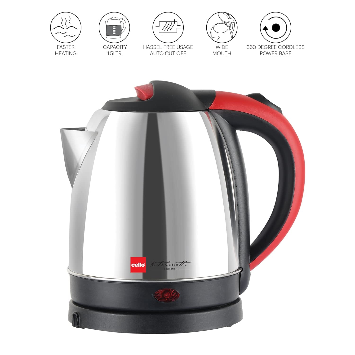 Cello Quick Boil Primo 1.8 Litre Electric Kettle Beverage Maker??(1.8 L, Silver) - Image 3