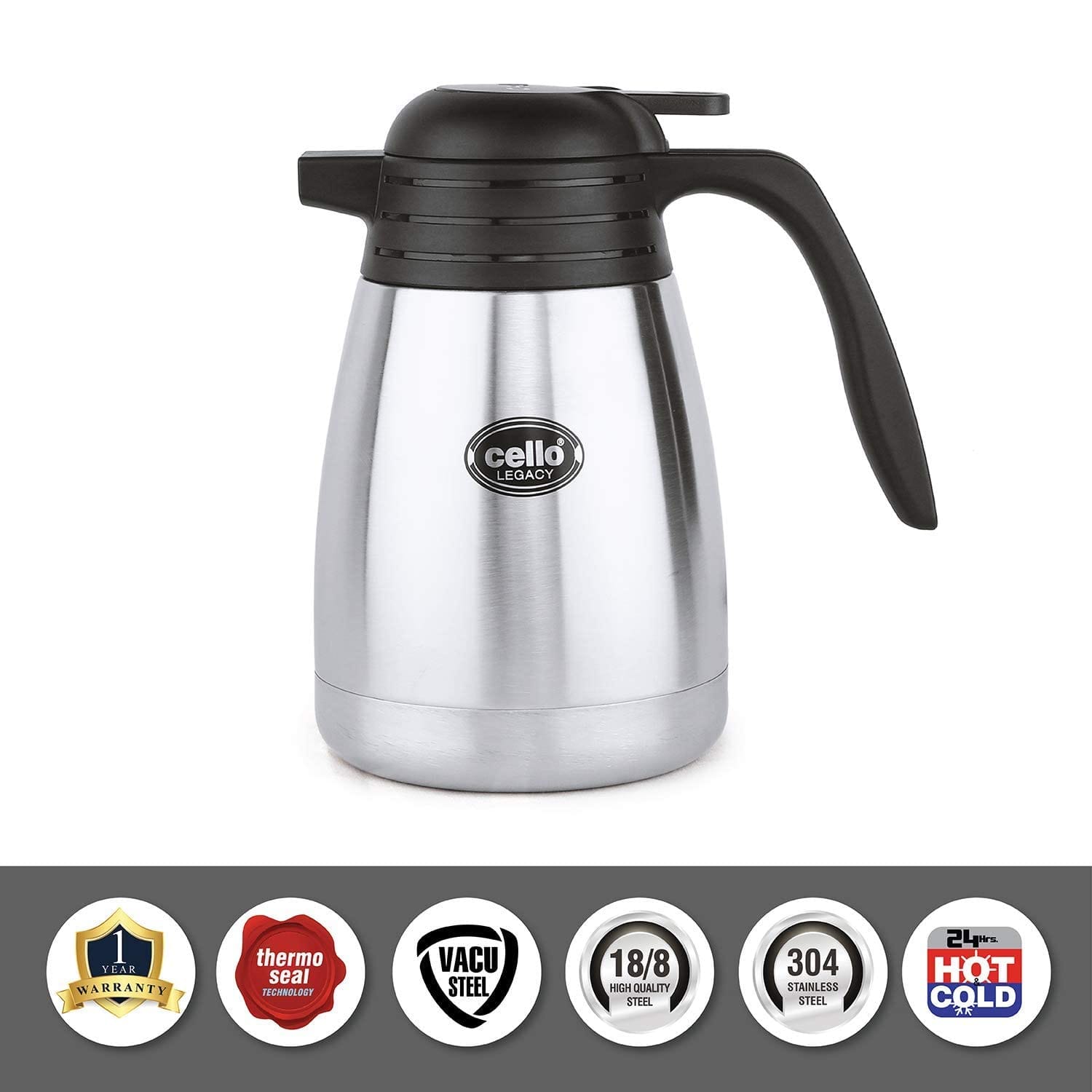 Cello Legacy Vacusteel Flask 1500 ml Flask??(Pack of 1, Silver, Steel) - Image 2