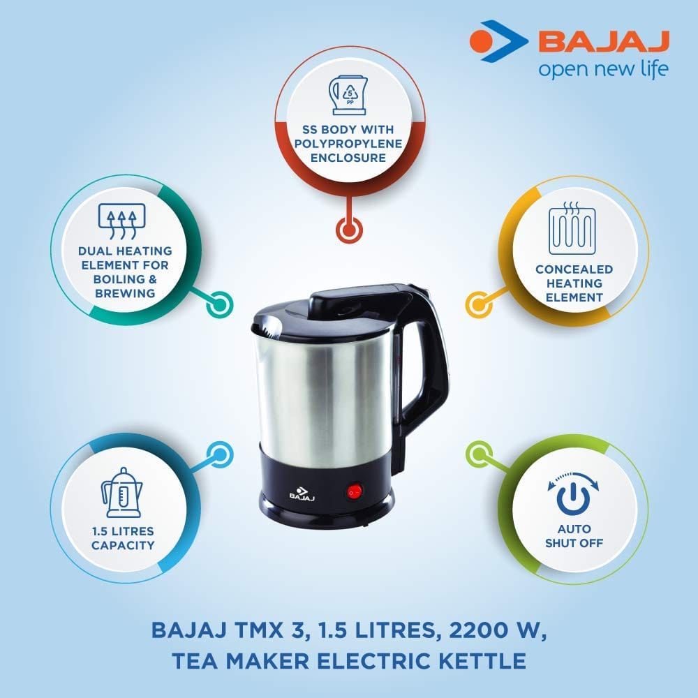 Bajaj Majesty TMX 3 Tea Maker Electric Kettle??(1.5 L) - Image 2