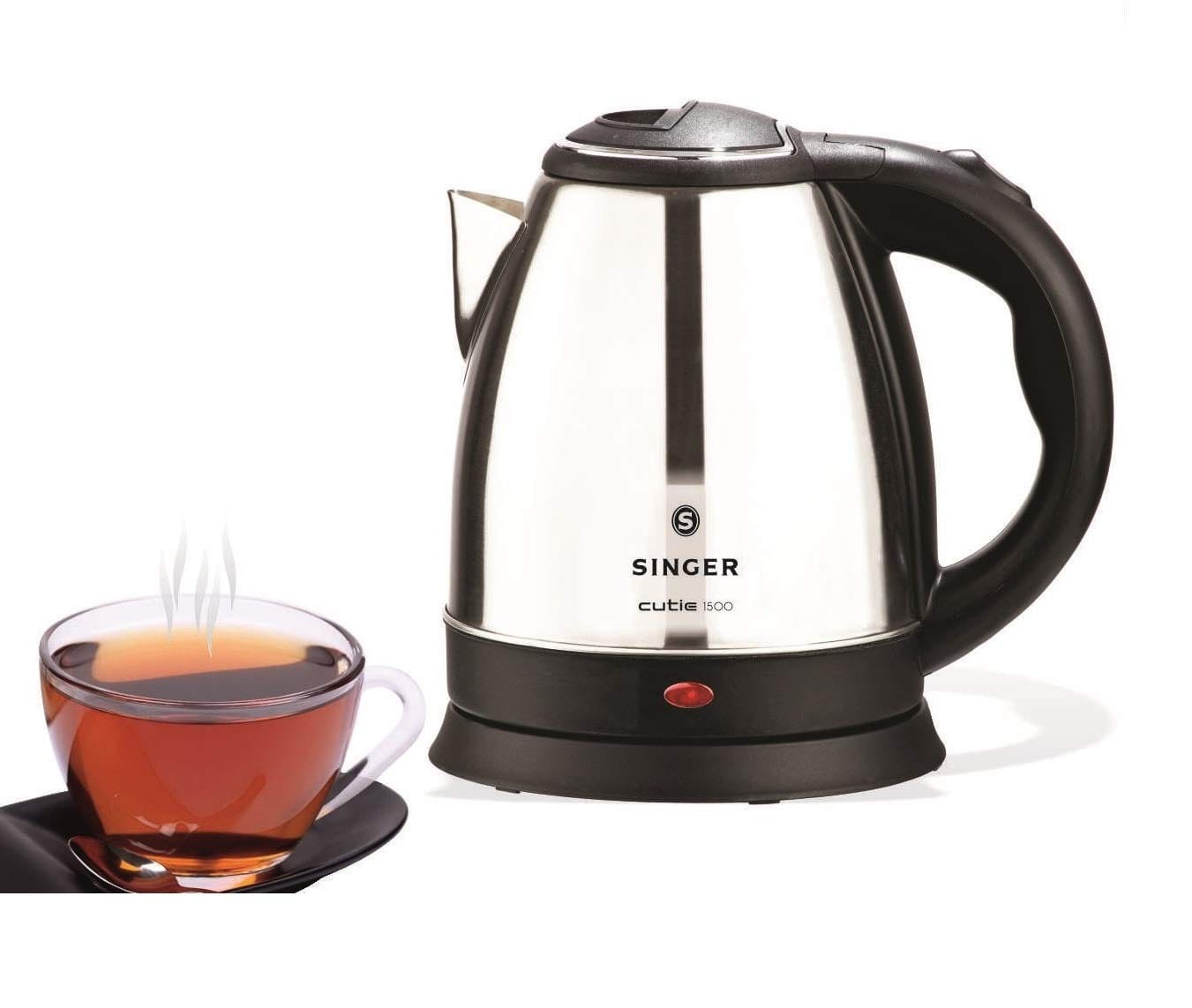 Singer Cutie DX Electric Kettle 1.5 Liter Stainless Steel, 1500 Watts Electric Kettle??(1.5 L, Black, Silver)