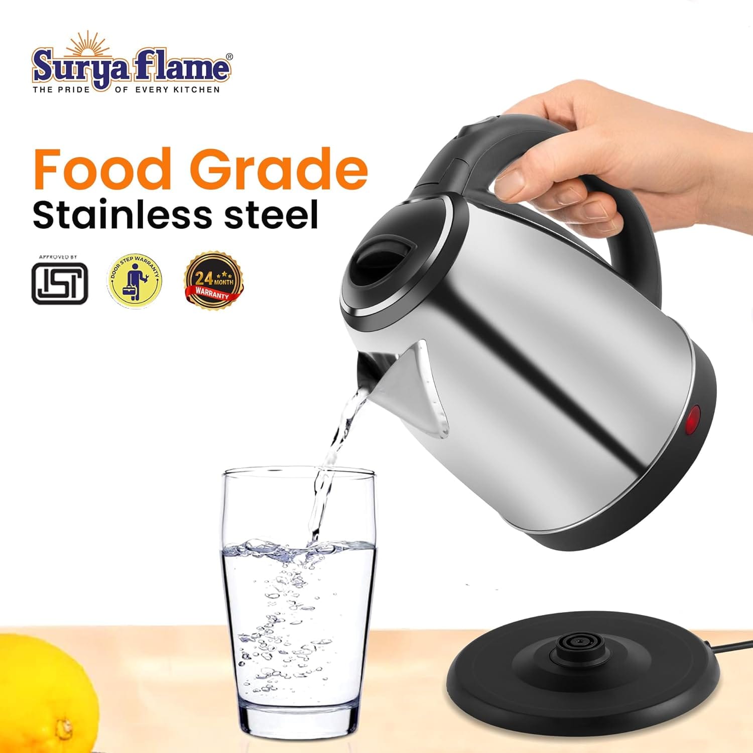 Suryaflame1.8 Litre 1500 watt Electric Kettle (1.8 L, Steel) - Image 2