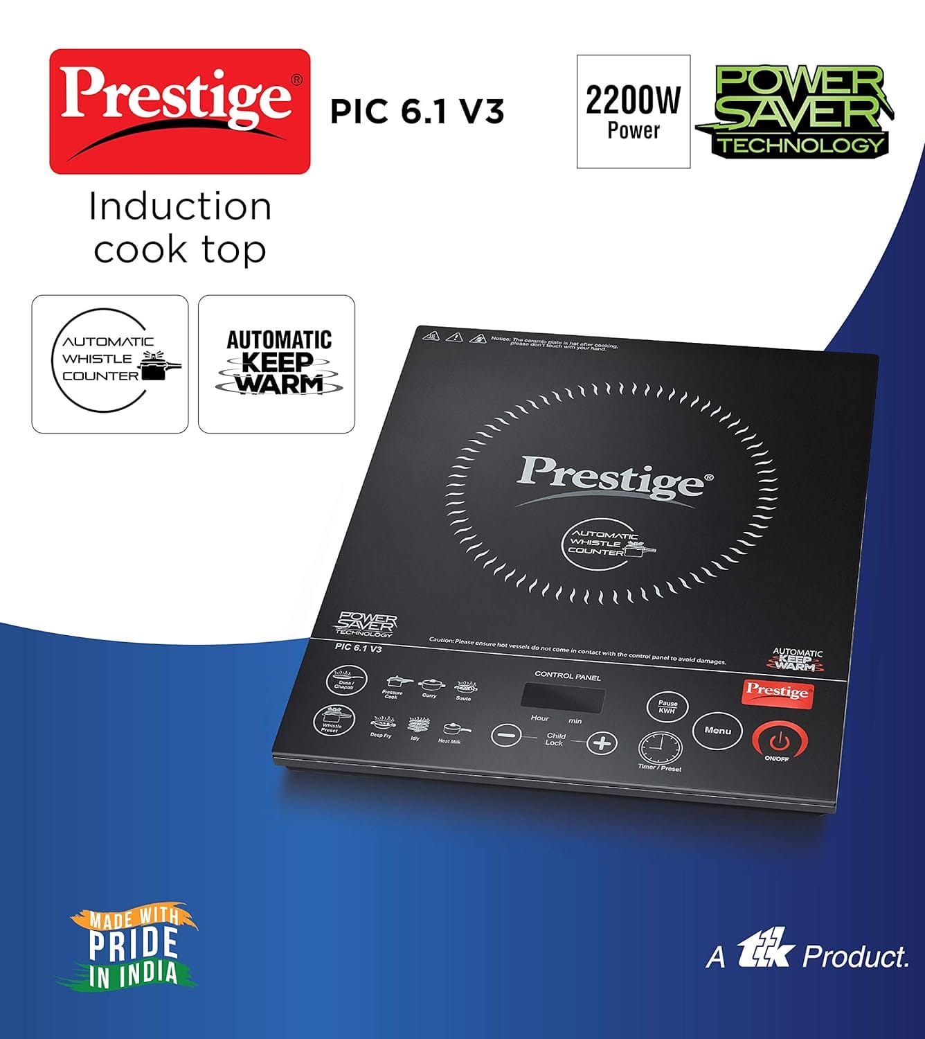 Prestige PIC 6.1 V3 Induction Cooktop??(Black, Touch Panel) - Image 3