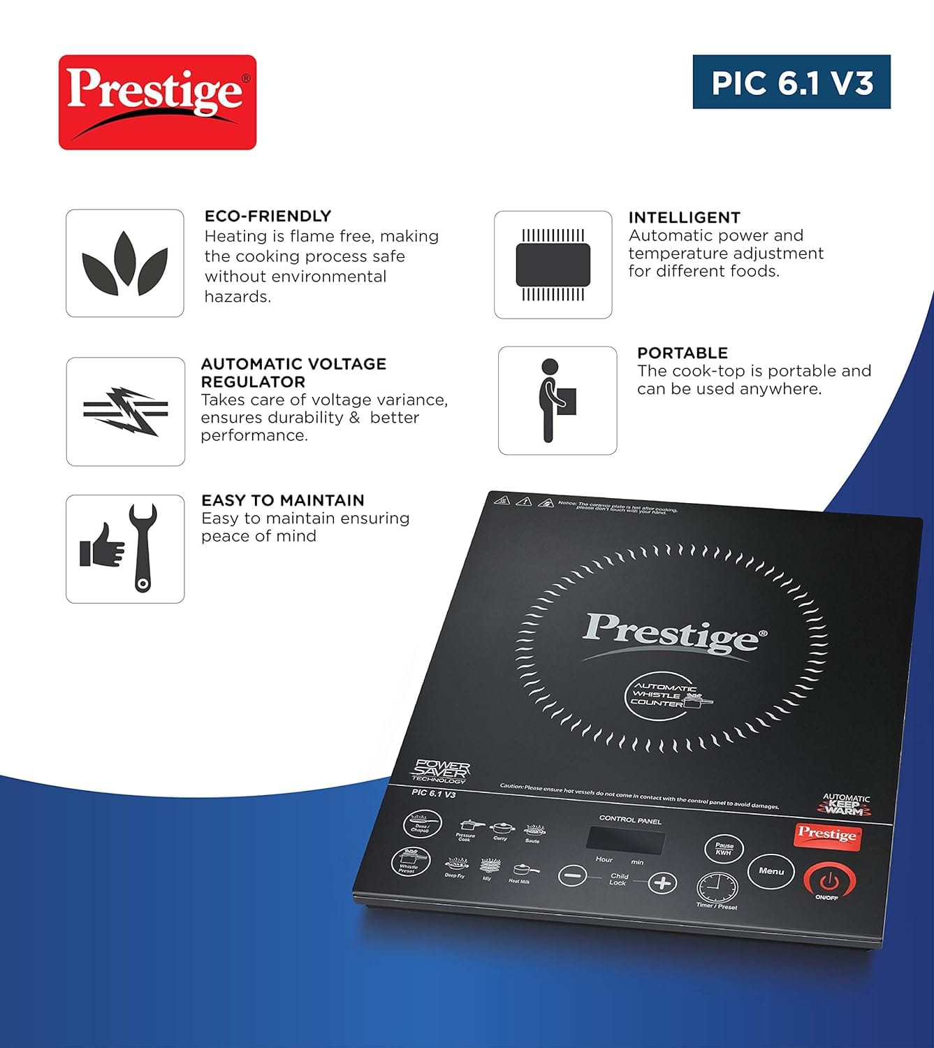 Prestige PIC 6.1 V3 Induction Cooktop??(Black, Touch Panel) - Image 2