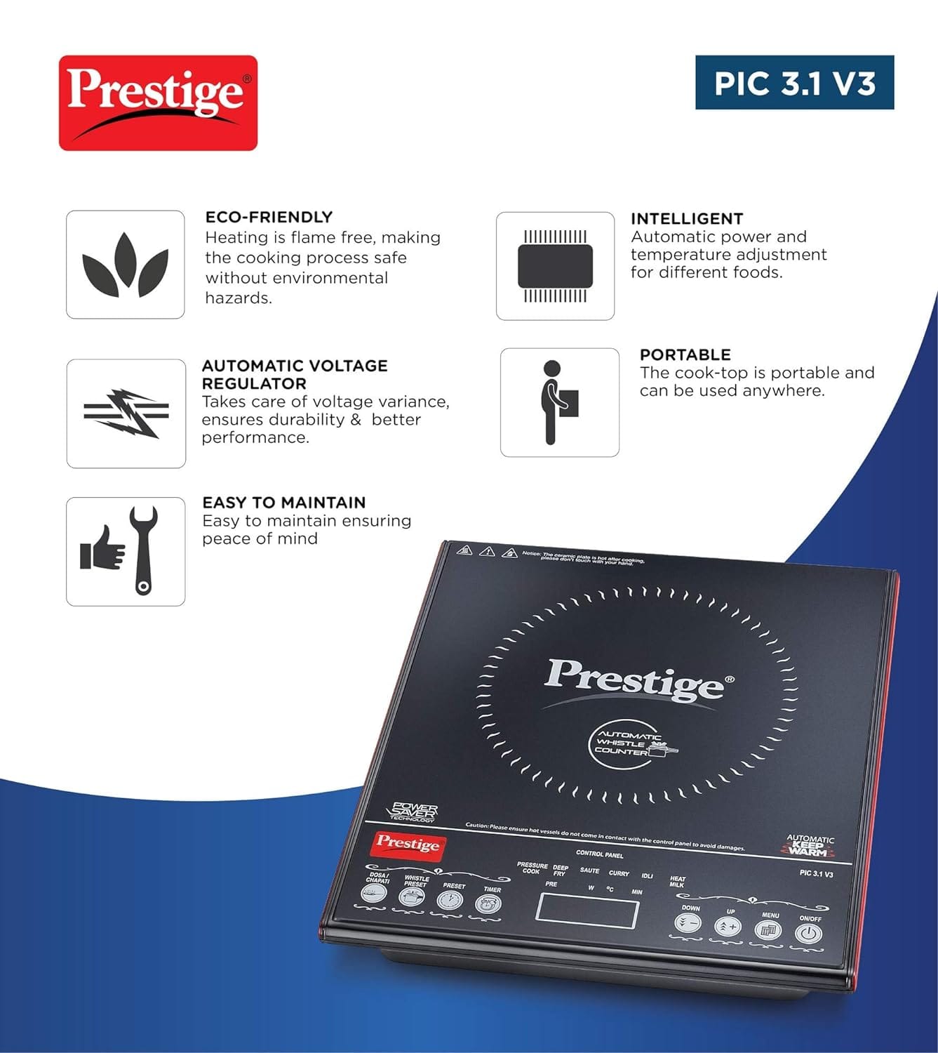 Prestige PIC 3.1 v3 Induction Cooktop??(Black, Push Button) - Image 2