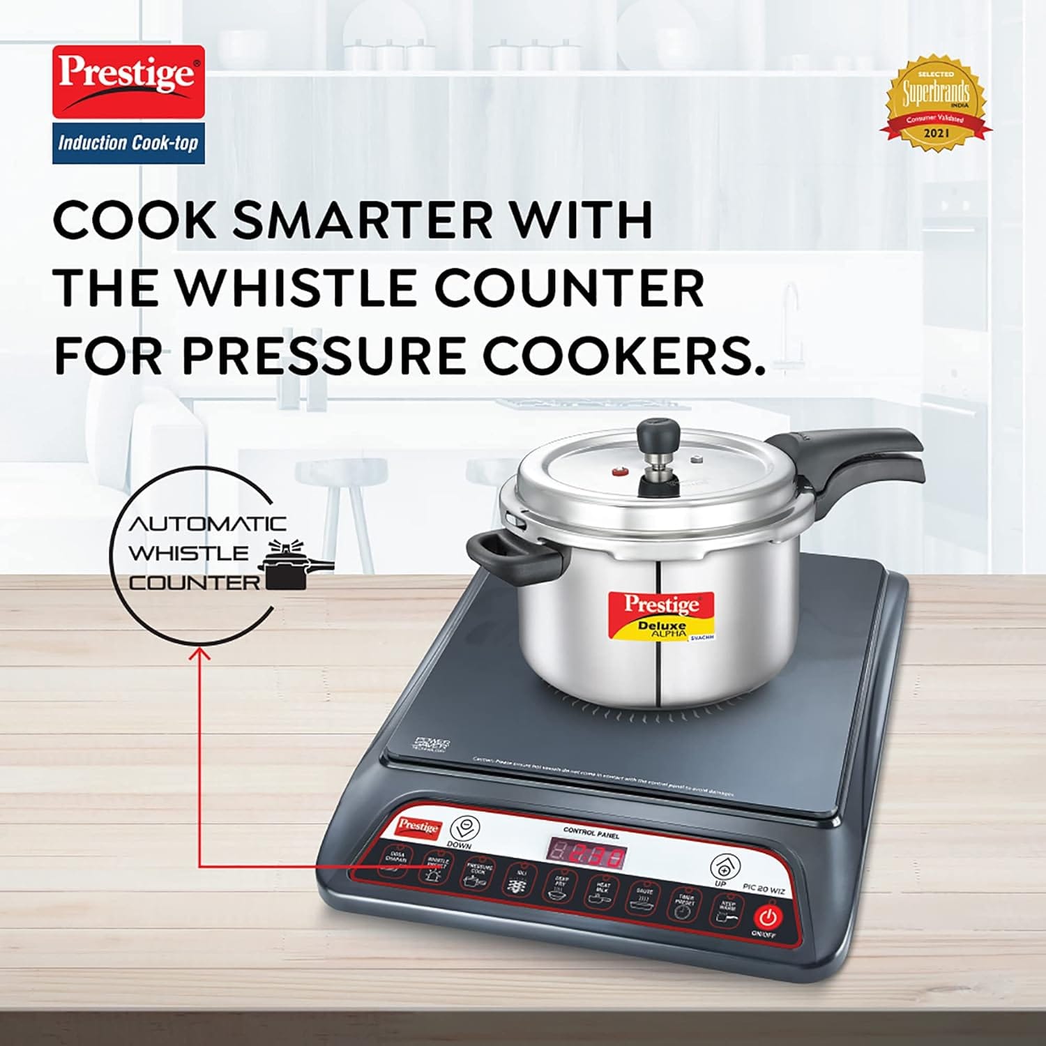 Prestige PIC 20 WIZ(Automatic Whistle Counter, Indian Menu Option) Induction Cooktop??(Black, Touch Panel) - Image 3