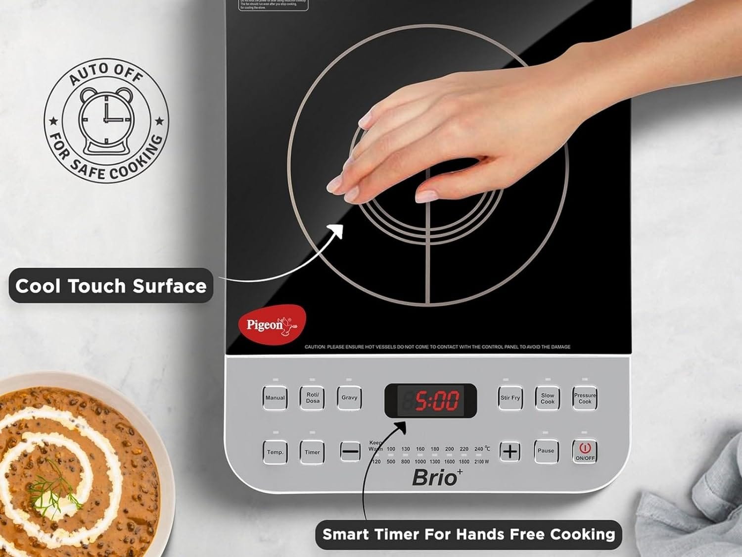 Pigeon Brio+ Induction Cooktop??(Silver, Black, Push Button) - Image 3
