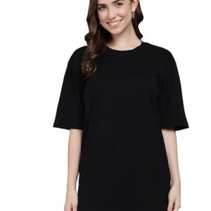 Black Women's Casual Oversized Round Neck Tshirt