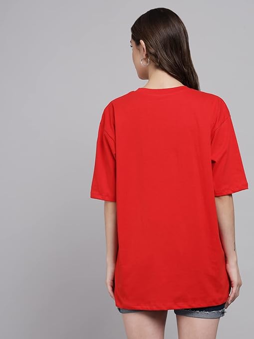 Red Casual Oversized Round Neck Tshirt - Image 2