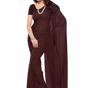 Brown Georgette Traditional Party Saree