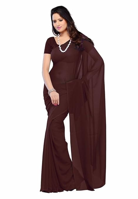 Brown Georgette Traditional Party Saree
