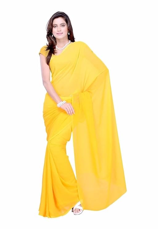 Yellow Georgette Traditional Party Saree