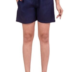 Classic Navy Women Cotton Blend Casual Shorts