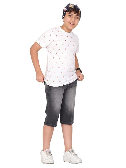 Boys Half Grey Black Jeans