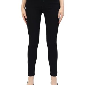 Black Skinny Fit Mid Waist 2 Button Denim Jeans