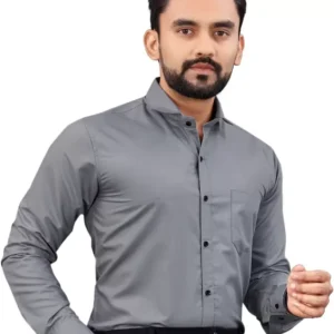 Grey Men Regular Fit Collar Formal Shirt