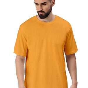 Mustard Men Round Neck Cotton T-Shirt