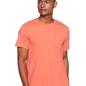 Orange Cotton Round Neck Regular Fit T-Shirt
