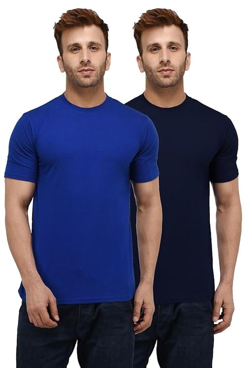 Pack Of 2 Blue Men Round Neck Regular Fit T-Shirt