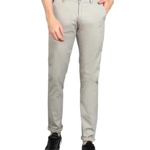 Grey Men's Cotton Slim Fit Casual Trousers