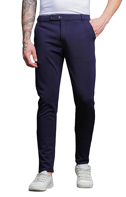 Classy Men Navy Regular Fit Casual Trouser