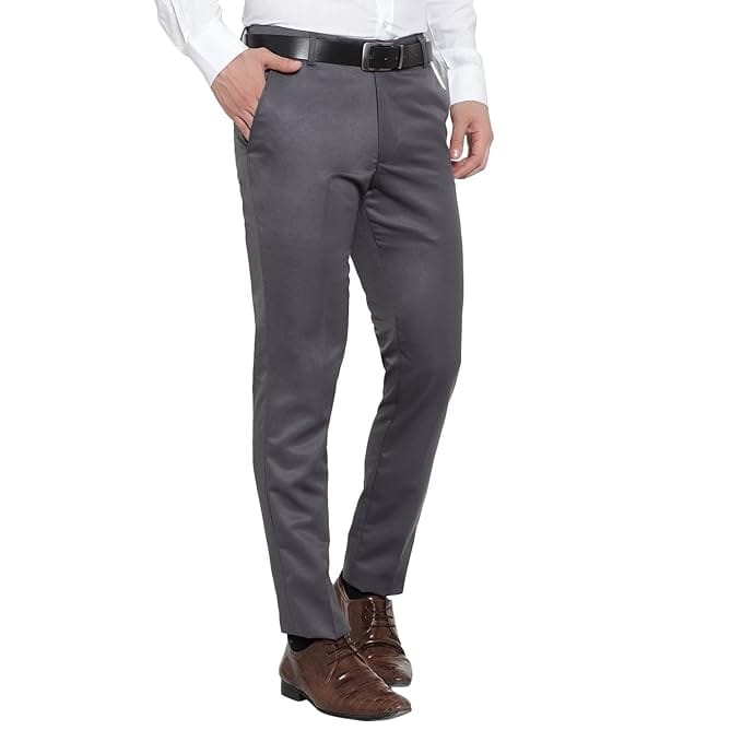 Grey Men Regular Fit Polycotton Trouser