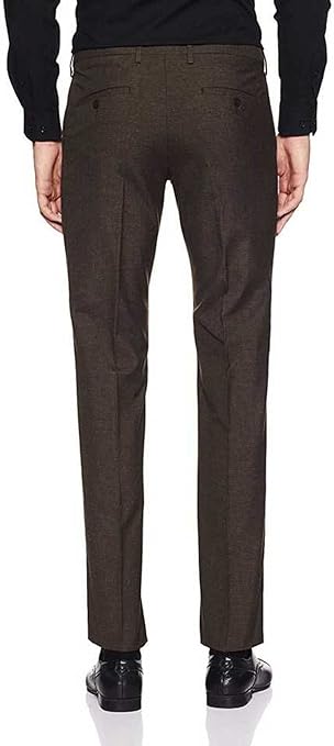 Brown Men Slim Fit Formal Trousers - Image 2