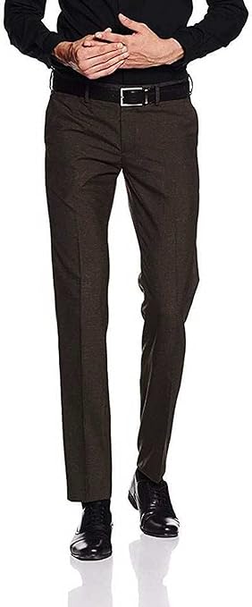 Brown Men Slim Fit Formal Trousers