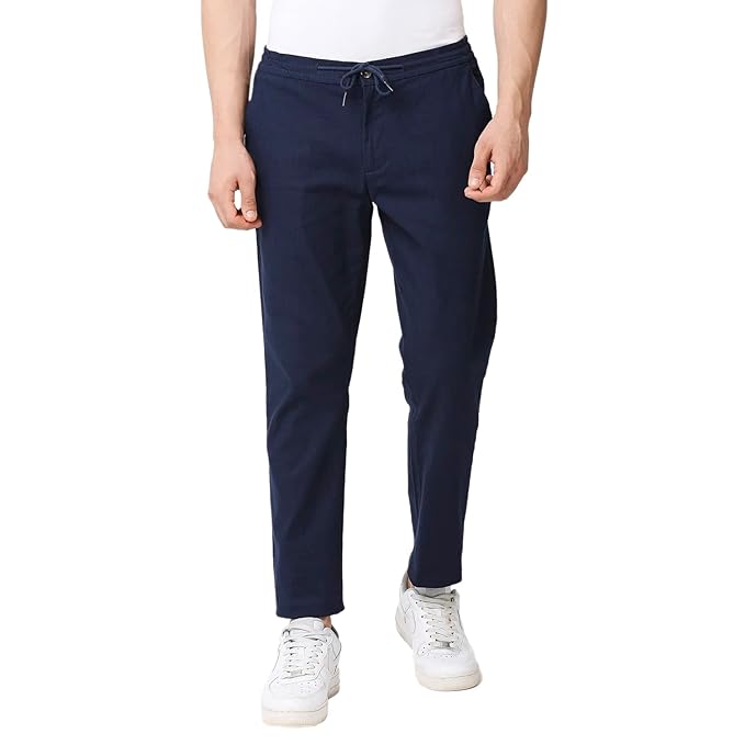 Blue Cotton Men Pants