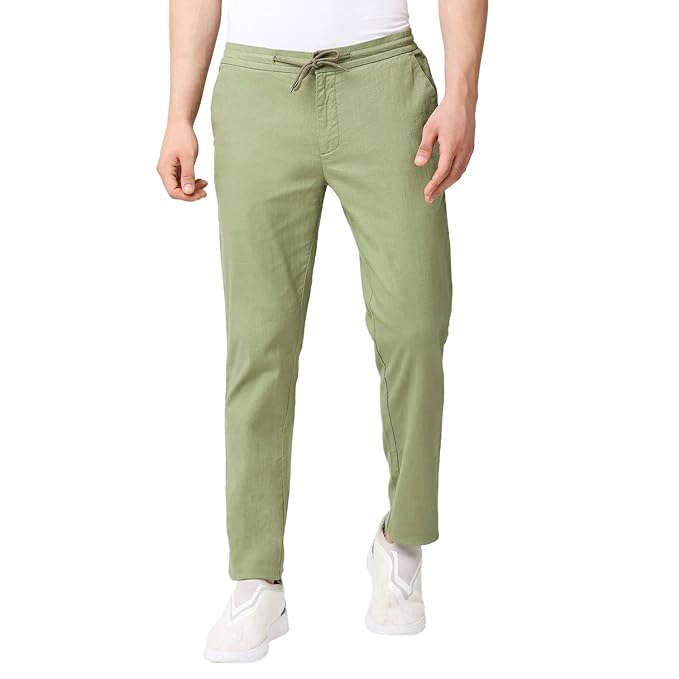Green Cotton Men Pants