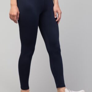 Classic Women Navy Plain Gym Tights