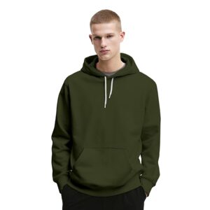 Mens Cotton Fleece Plain Green Hoodie