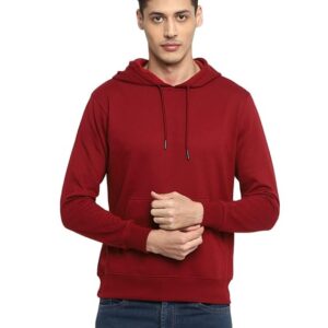 Mens Fleece Plain Cherry Hoodie