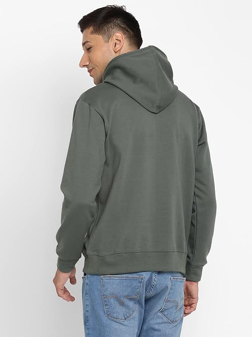 Mens Fleece Plain Fern Green Hoodie - Image 2