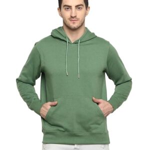 Mens Fleece Plain Green Hoodie
