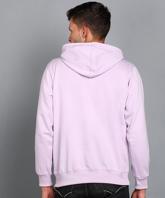 Mens Fleece Plain Light Purple Hoodie - Image 2