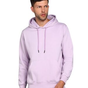 Mens Fleece Plain Light Purple Hoodie