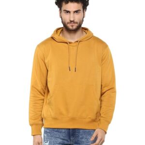 Mens Fleece Plain Mustard Hoodie