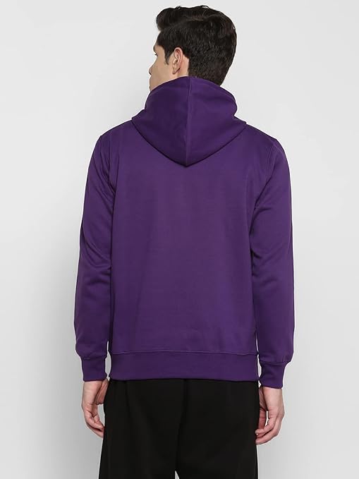 Mens Fleece Plain Purple Hoodie - Image 2