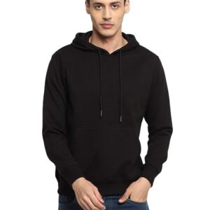 Mens Fleece Plain Black Hoodie