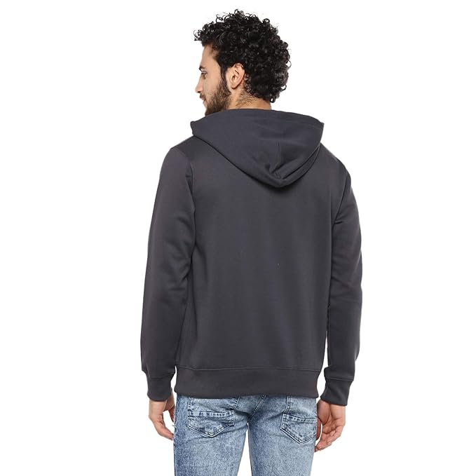 Mens Fleece Plain Charcoal Hoodie - Image 2
