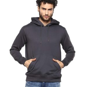 Mens Fleece Plain Charcoal Hoodie