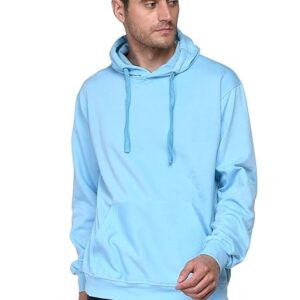 Men Plain Solid Aqua Blue Hoodie
